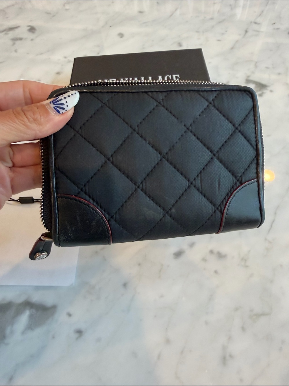 Preowned MZ Wallace Quilted small Zip Wallet in Black - Picture 5 of 7